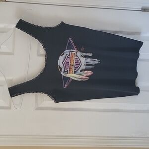 Vintage Harley-Davidson 3D Emblem Women's Black Tank Top